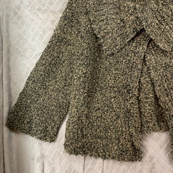 Jones New York Womens L Cardigan Sweater Brown Wool Blend Shrug Collared - Picture 3 of 16